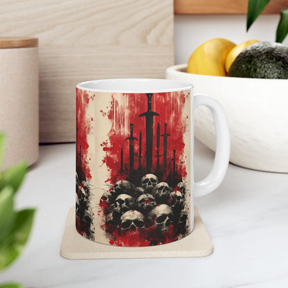 Skulls & Swords Gothic Ceramic Mug — Dark Fantasy 11/15oz
