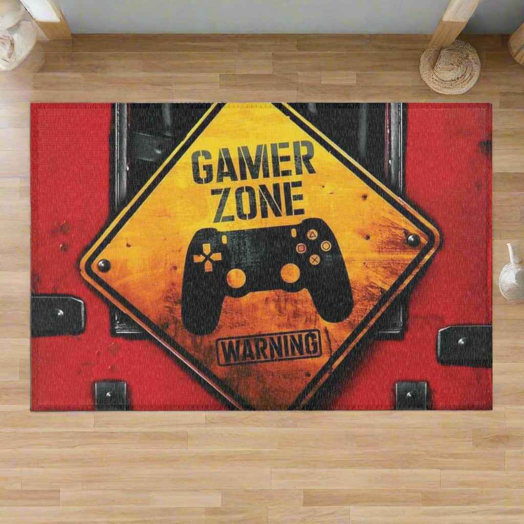 Warning Gamer Zone Area Rug