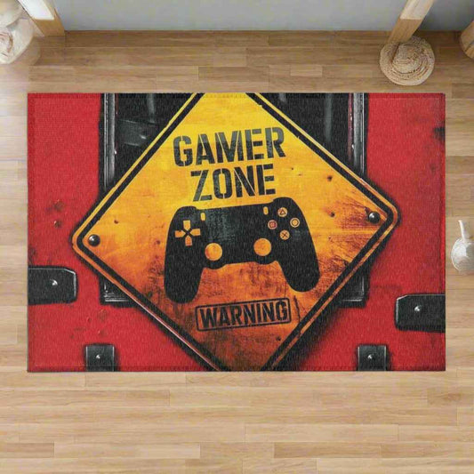 Warning Gamer Zone Area Rug