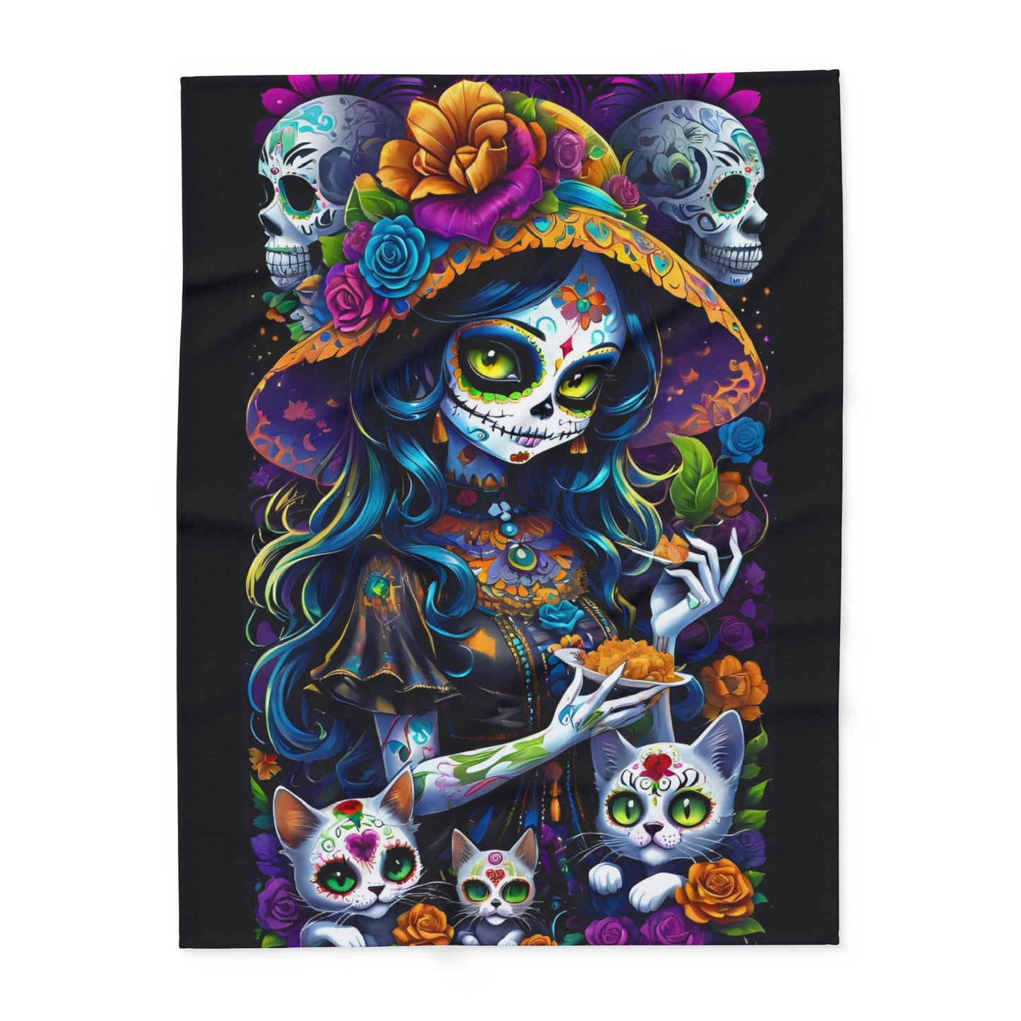 Day of the Dead Sugar Skull Girl Arctic Blanket - House of O & A