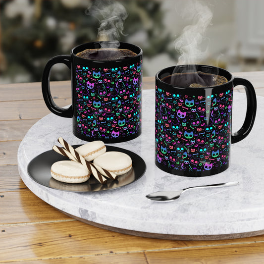 Neon Kitty Skulls Coffee Mug
