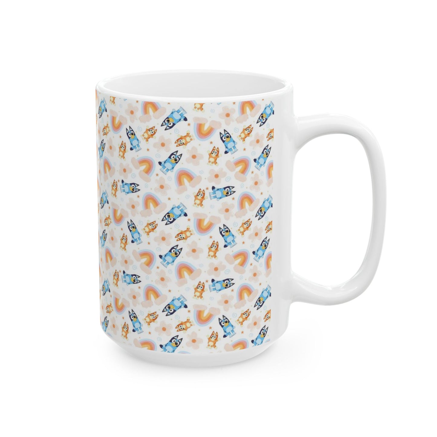 Bluey and Bingo Rainbow Pattern Ceramic Mug - House of O & A