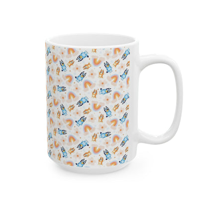 Bluey and Bingo Rainbow Pattern Ceramic Mug - House of O & A