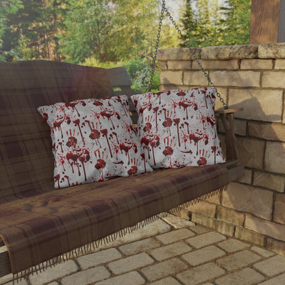 Bloody Handprint Outdoor Pillow — Halloween Horror Decorative Cushion