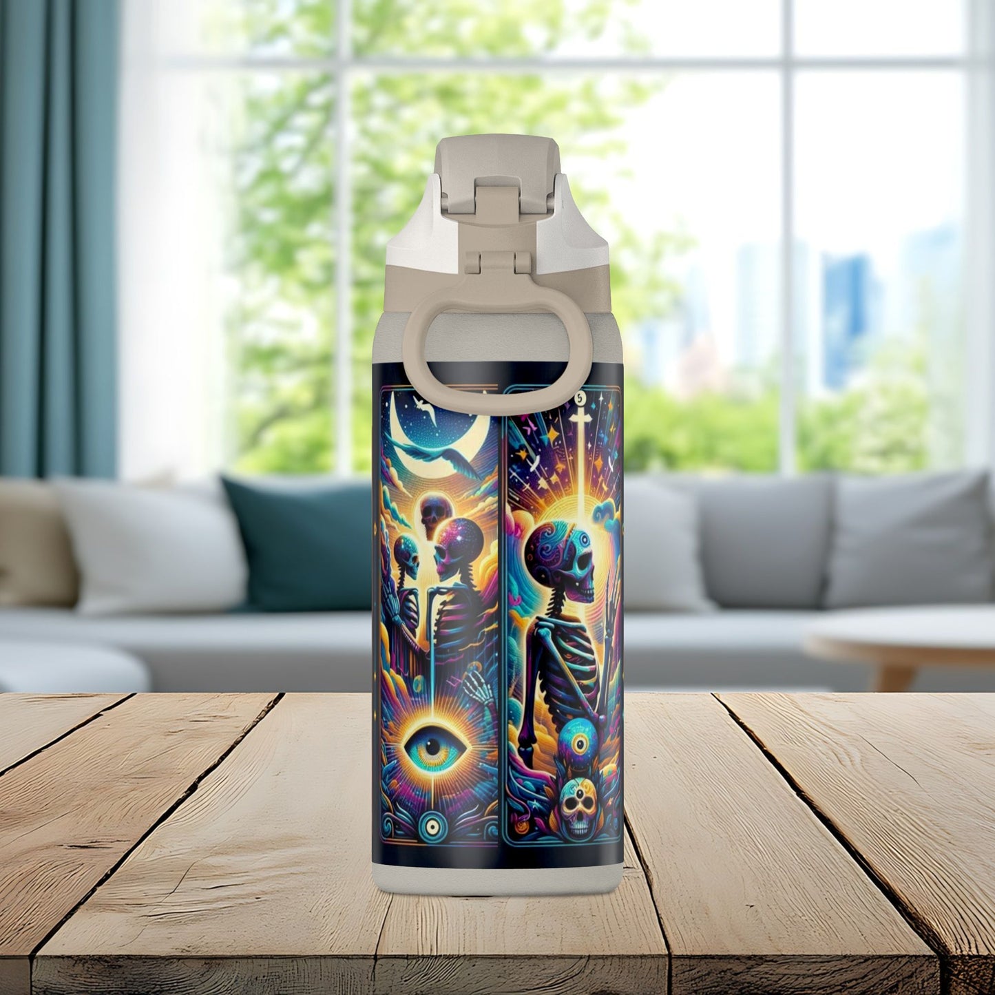 The Evil Eye Tarot Tumbler – Mystical Skeleton 32oz Insulated Water Bottle