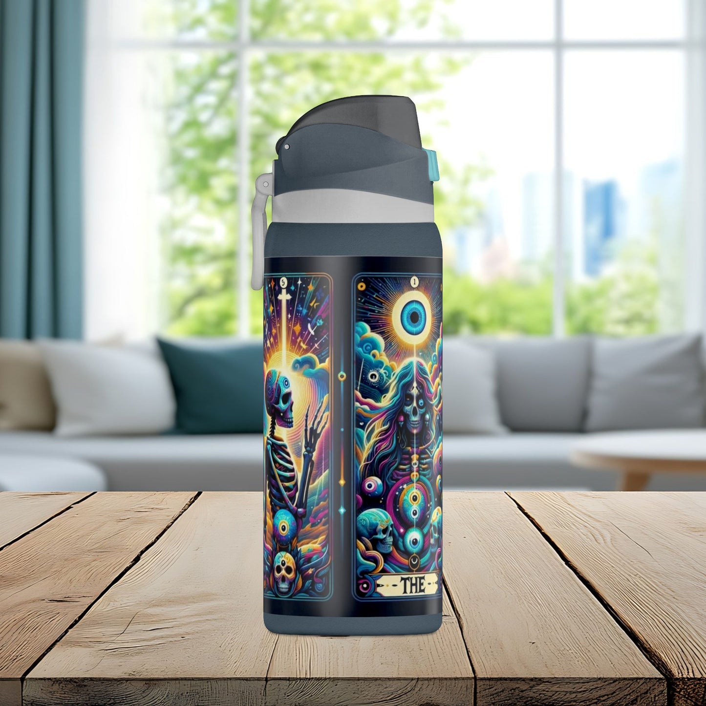 The Evil Eye Tarot Tumbler – Mystical Skeleton 32oz Insulated Water Bottle