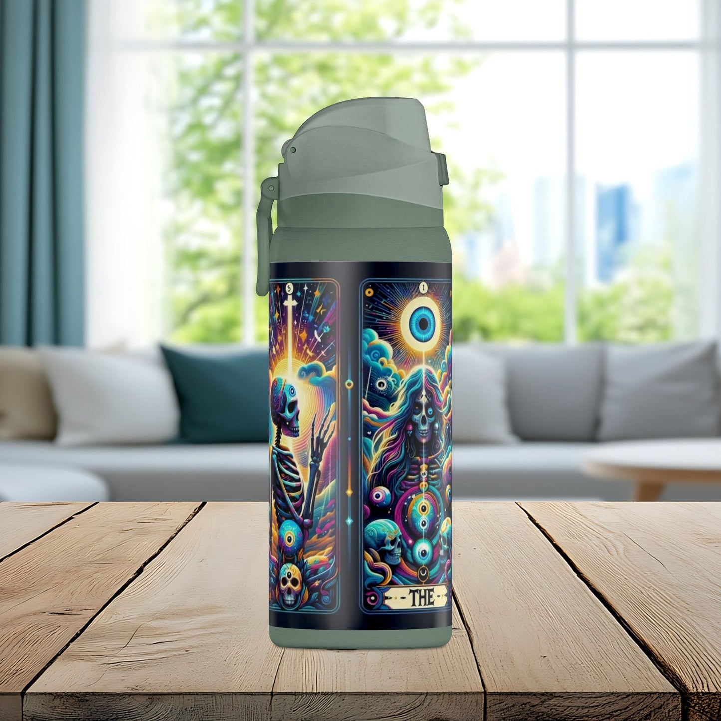 The Evil Eye Tarot Tumbler – Mystical Skeleton 32oz Insulated Water Bottle