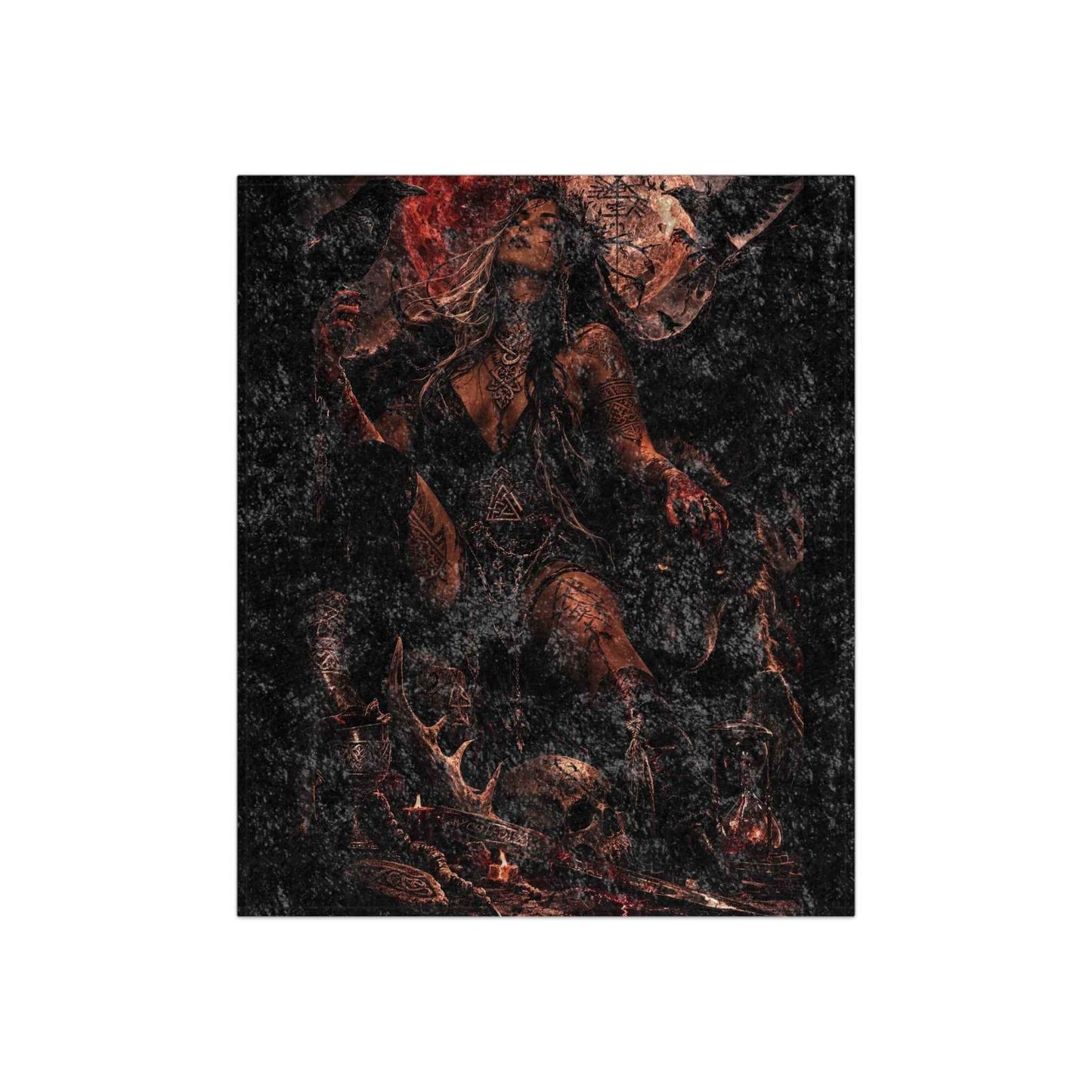 Crushed Velvet Blanket — Dark Gothic Goddess Throw Blanket