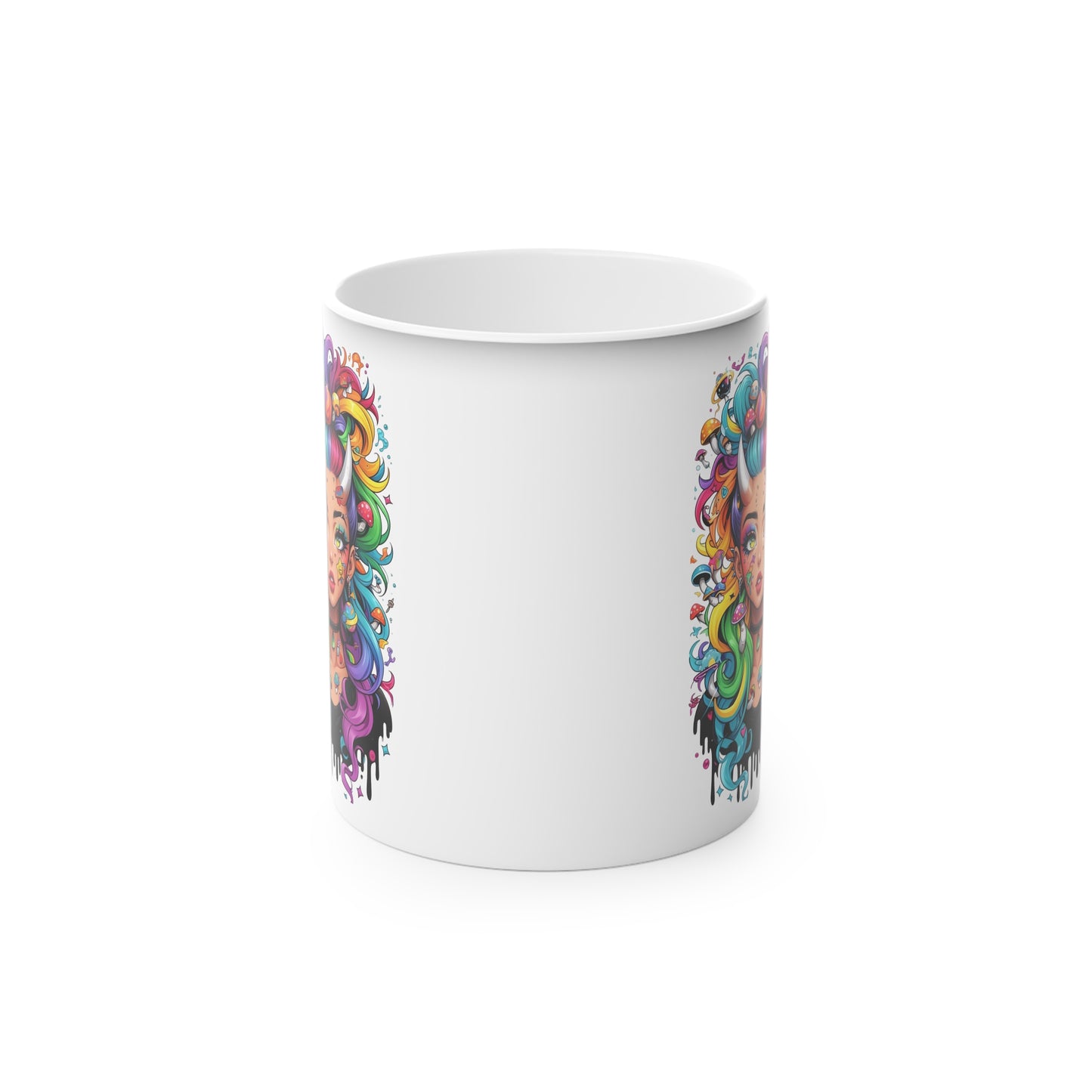 Colorful Unicorn Woman Magic Mug — Heat-Change Coffee Cup