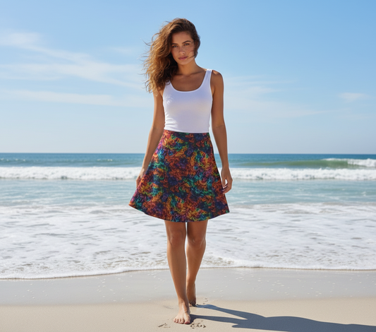 Rainbow Waves Flare Skirt