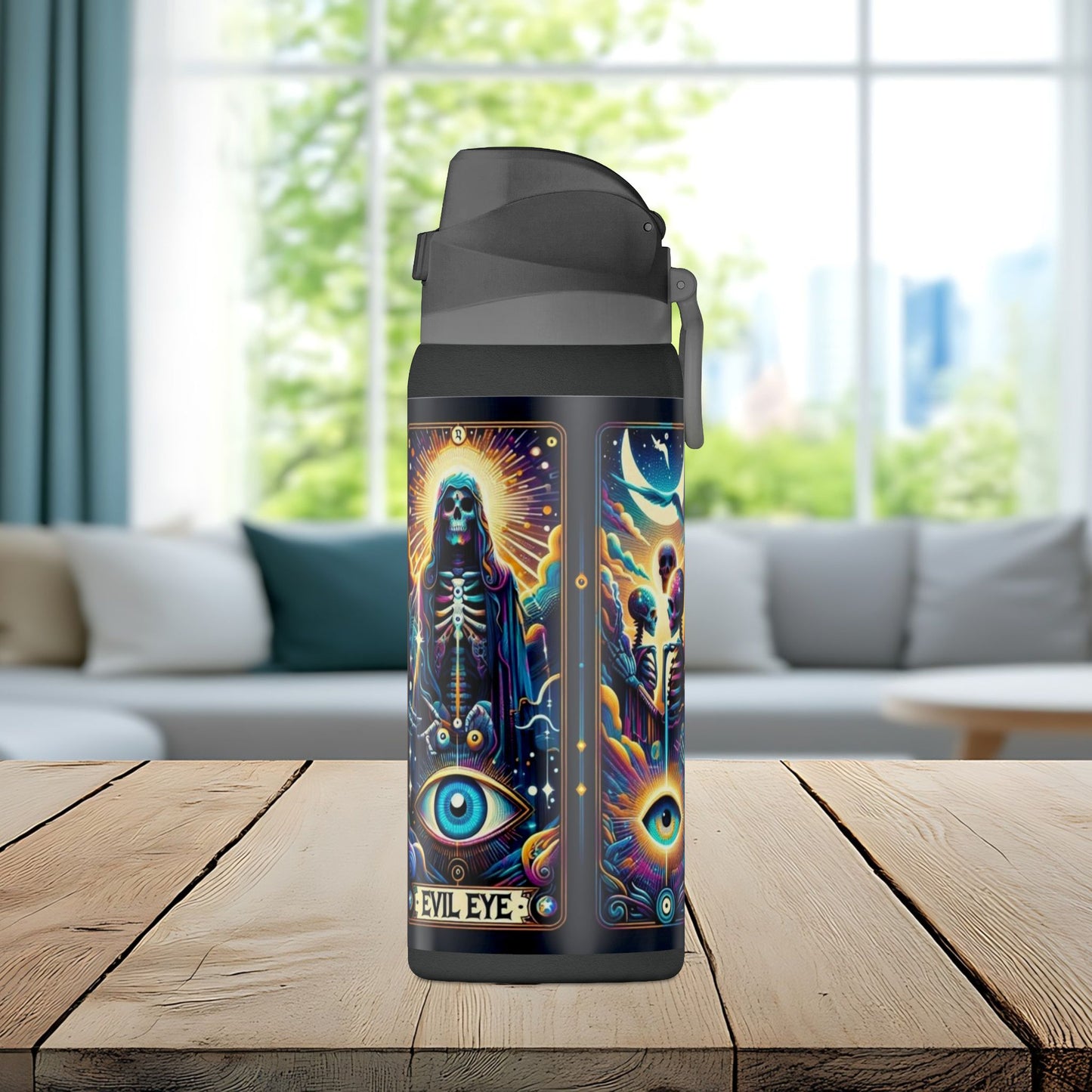 The Evil Eye Tarot Tumbler – Mystical Skeleton 32oz Insulated Water Bottle