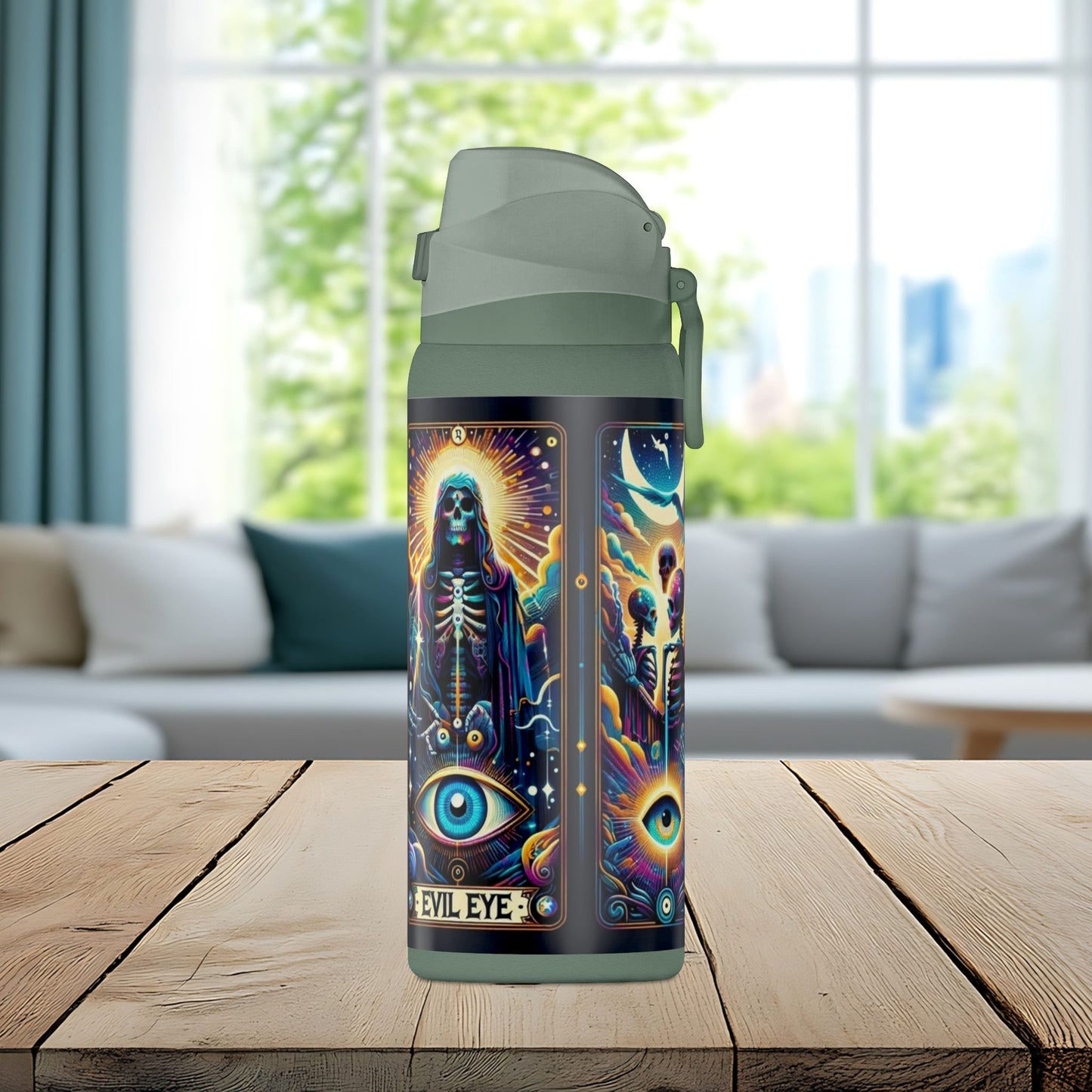 The Evil Eye Tarot Tumbler – Mystical Skeleton 32oz Insulated Water Bottle