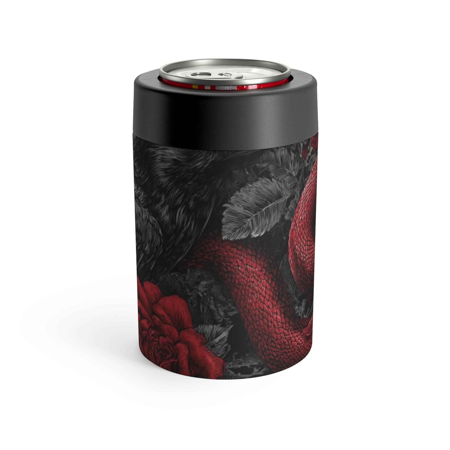 Skull & Red Snake Can Holder – Gothic Raven Drink Cooler