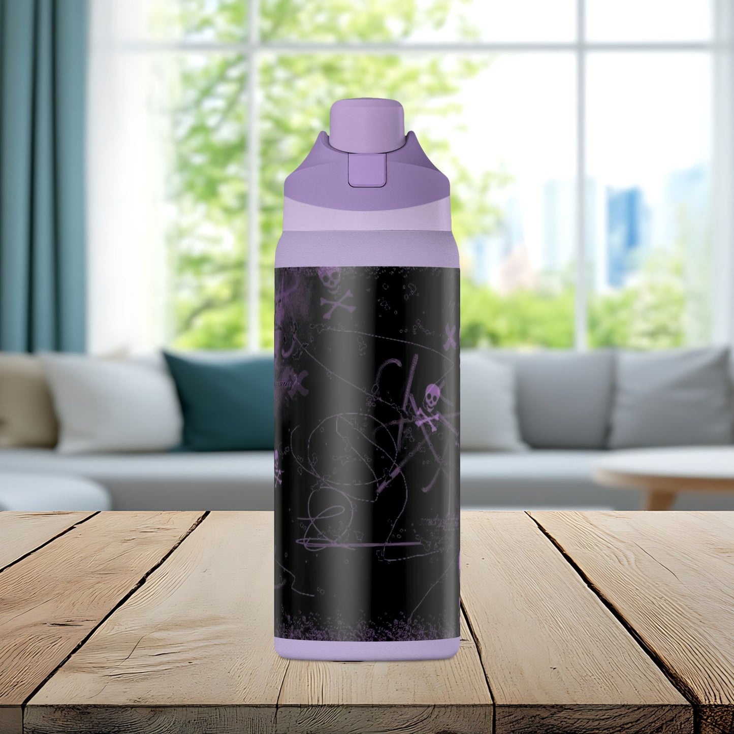 Purple Skull Chaos 32oz Insulated Water Bottle