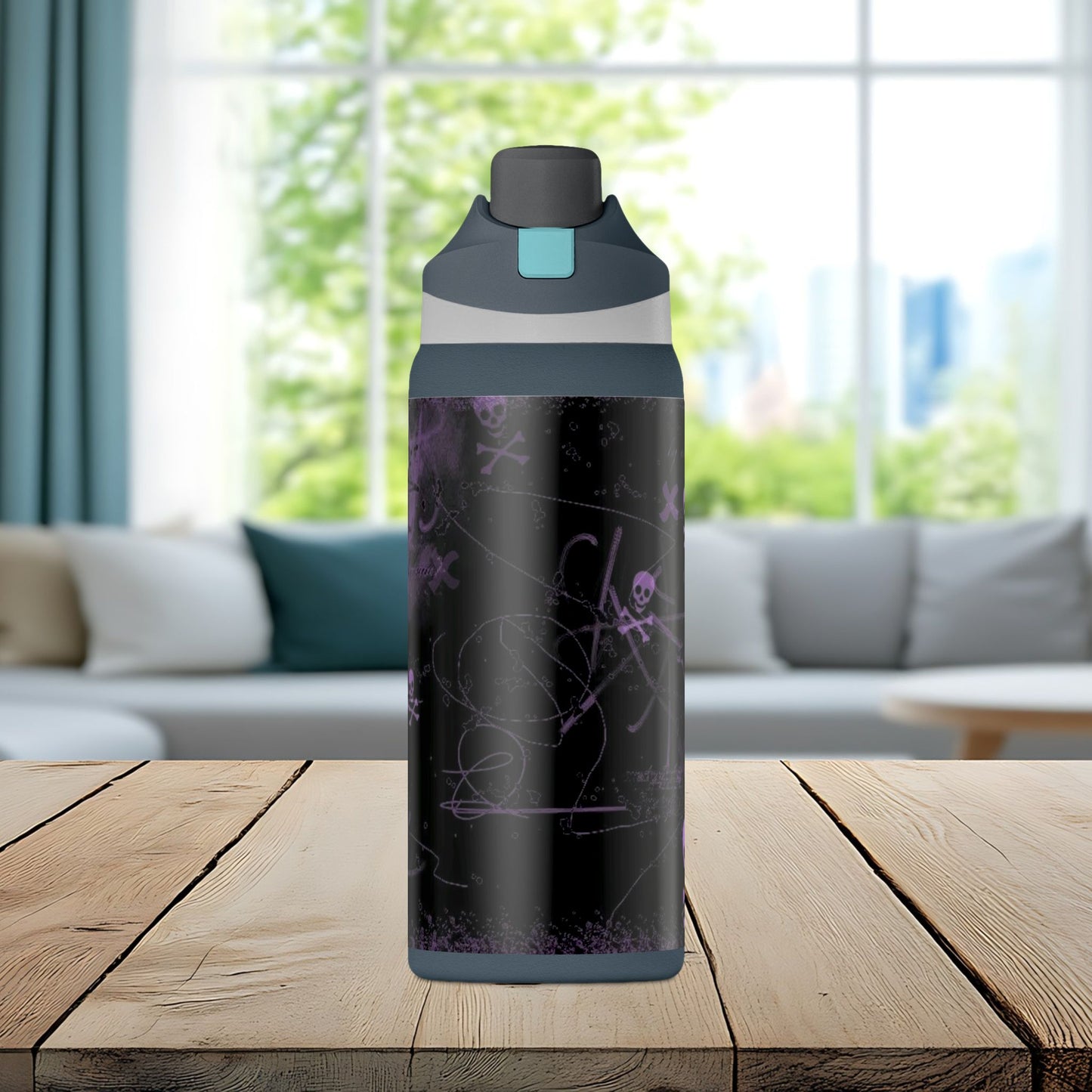 Purple Skull Chaos 32oz Insulated Water Bottle