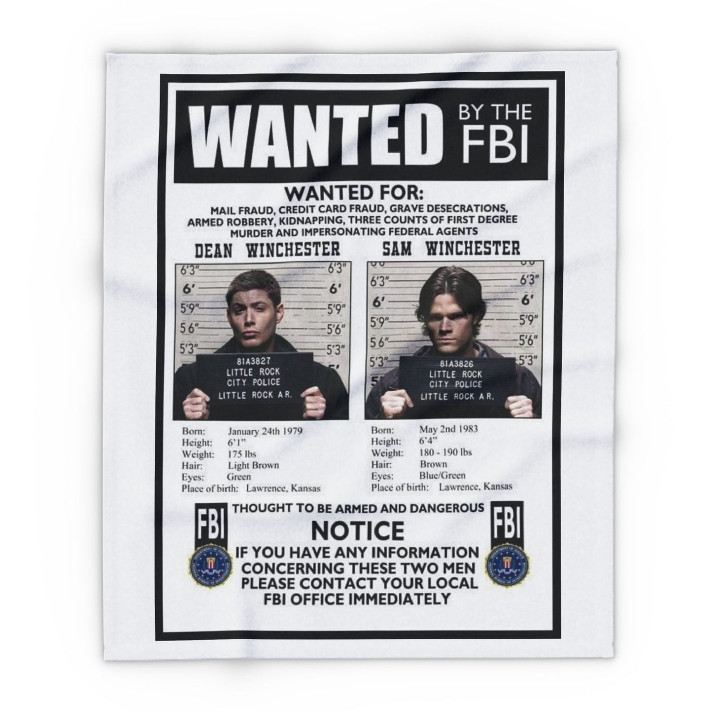 Supernatural Sam & Dean Arctic Blanket