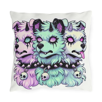Pastel Goth Cerberus Cushion Cover – Spooky Three-Headed Dog Throw Pillow