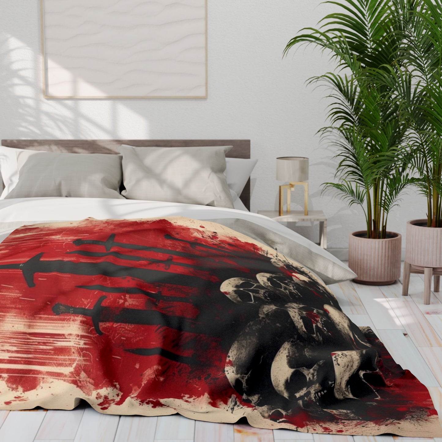 Arctic Fleece Blanket — Gothic Skull & Sword Graphic Throw