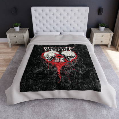Crushed Velvet Blanket - Bullet For My Valentine Skull Heart Gothic Throw