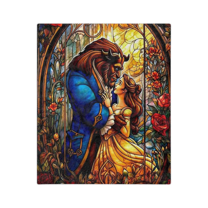 Beauty and the Beast Staind Glass Window - Velveteen Minky Blanket