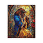 Beauty and the Beast Staind Glass Window - Velveteen Minky Blanket
