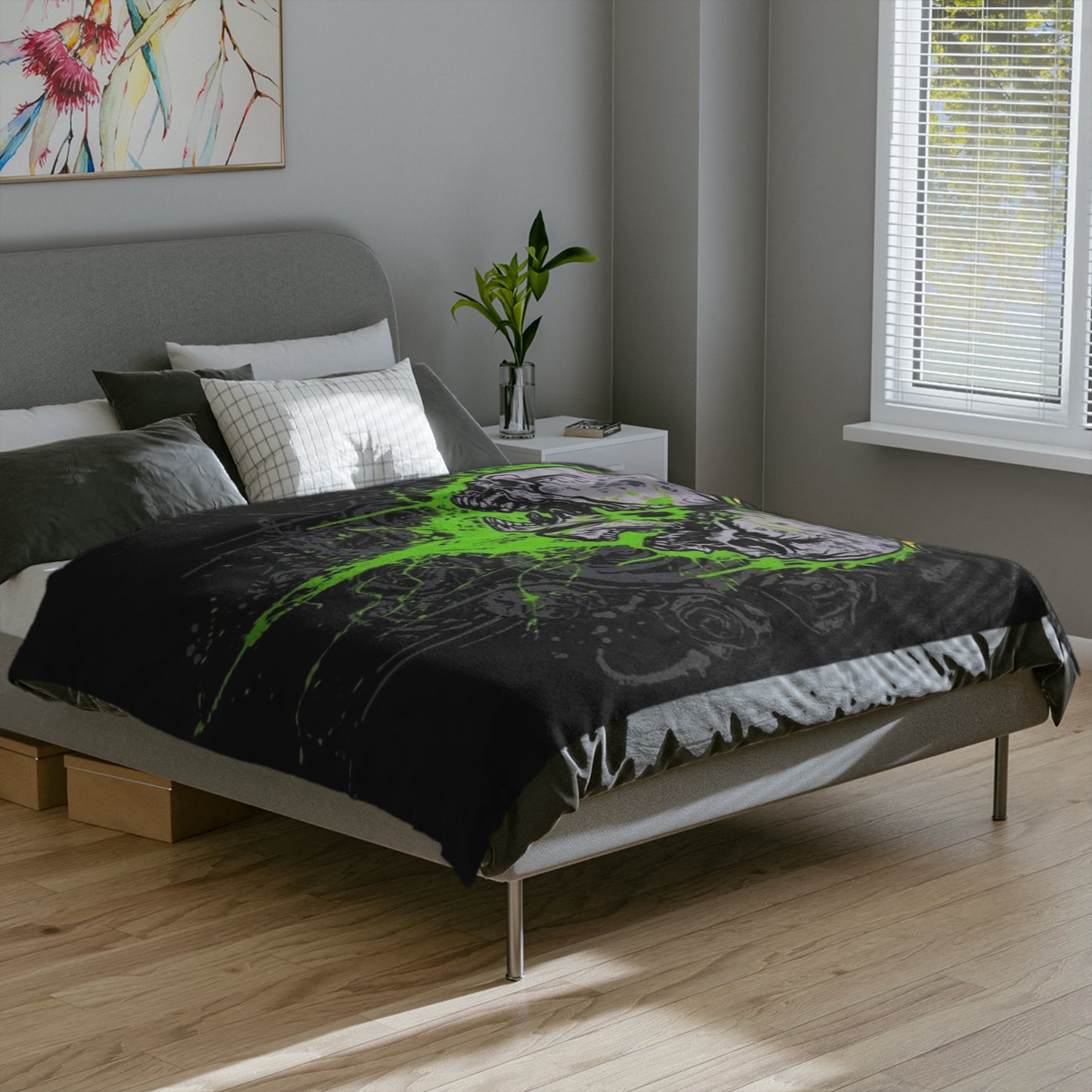 Bullet For My Valentine Skull Blanket — Green Gothic Band Microfiber Throw