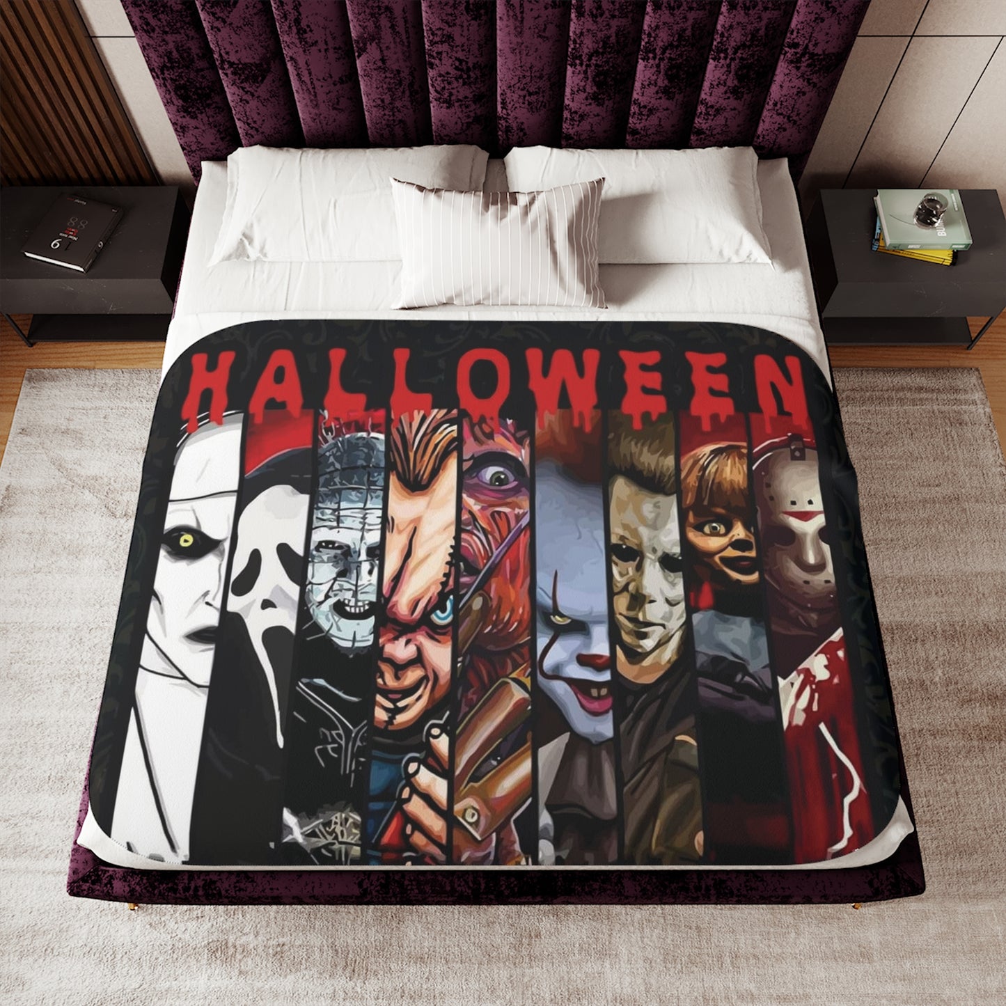 Classic Movie Slasher Collage - Sherpa Throw Blanket