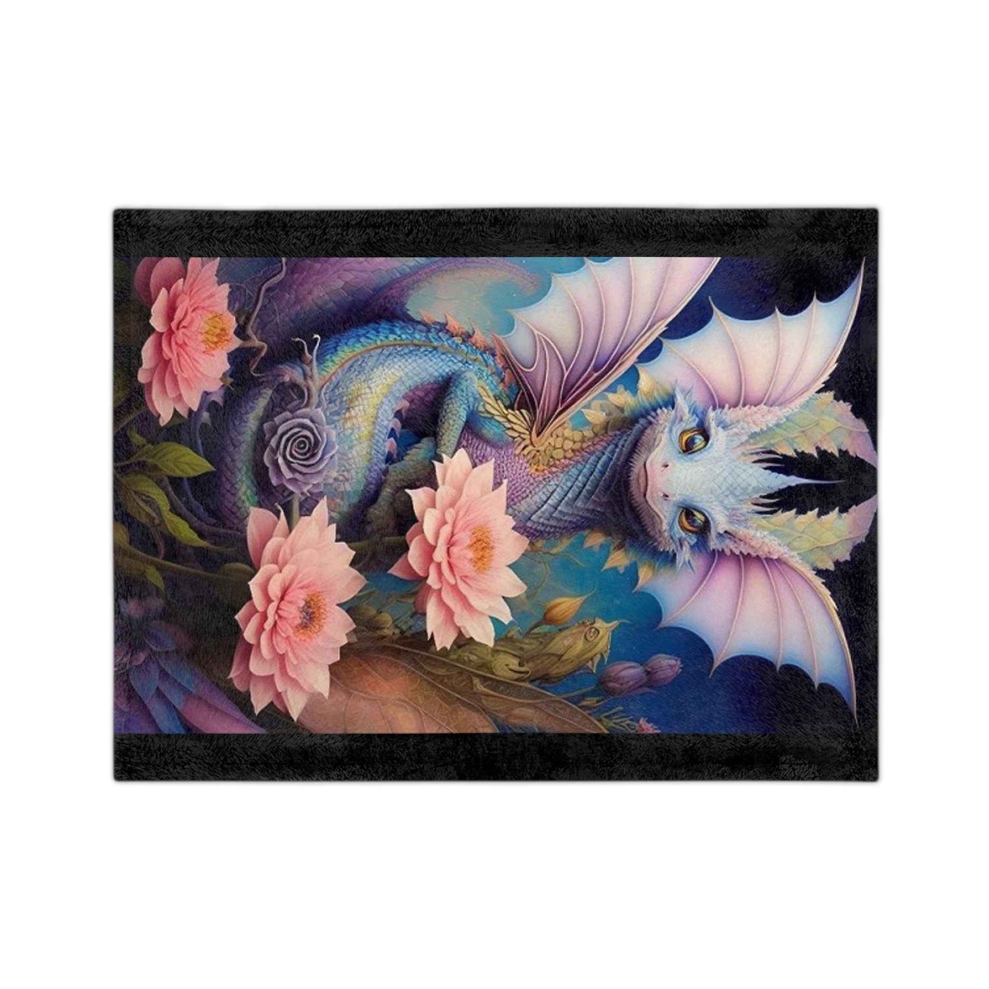 Flower Dragon - Velveteen Minky Blanket