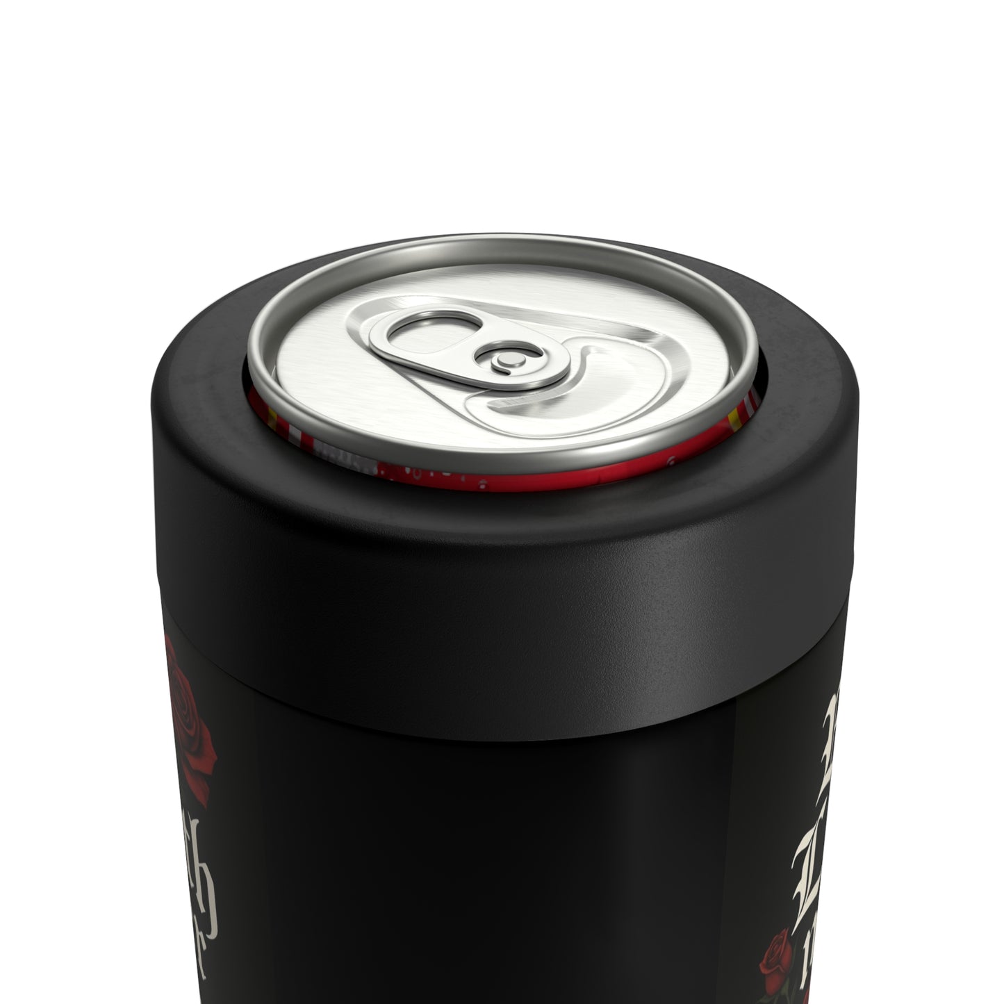 Gothic Rose Can Cooler — 'Death Over Love' Insulated Can Holder