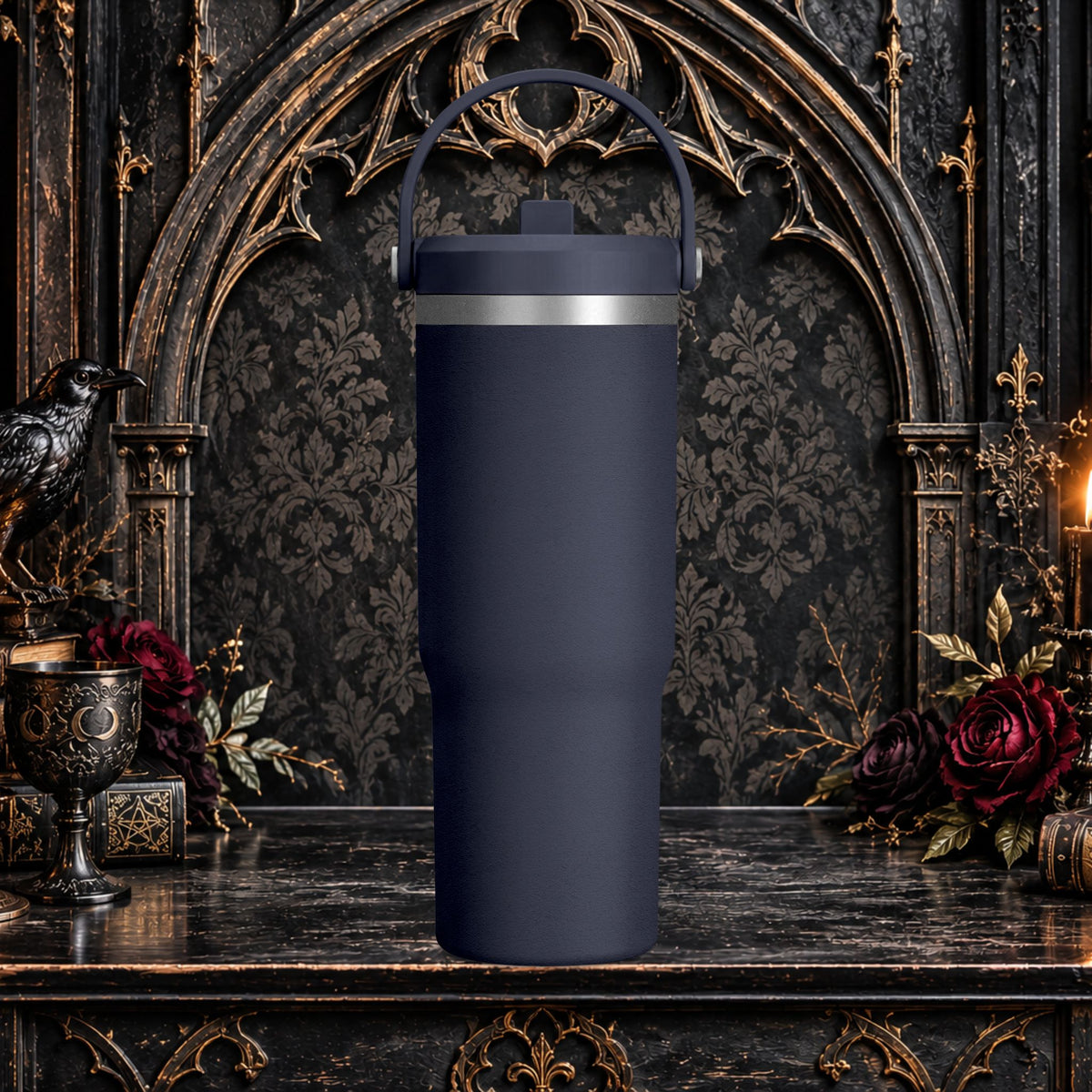 Gothic Cute Devil Couple Insulated Travel Mug
