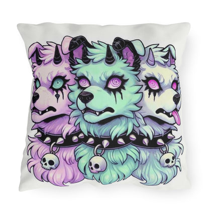 Pastel Goth Cerberus Cushion Cover – Spooky Three-Headed Dog Throw Pillow