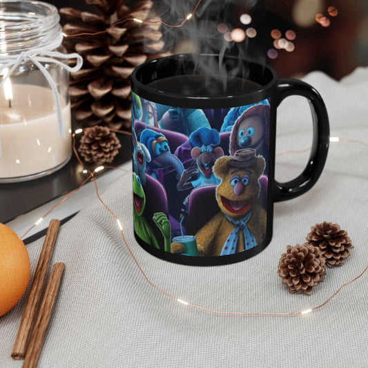 Muppets Theater Black Coffee Mug — Kermit, Fozzie & Friends 11oz/15oz