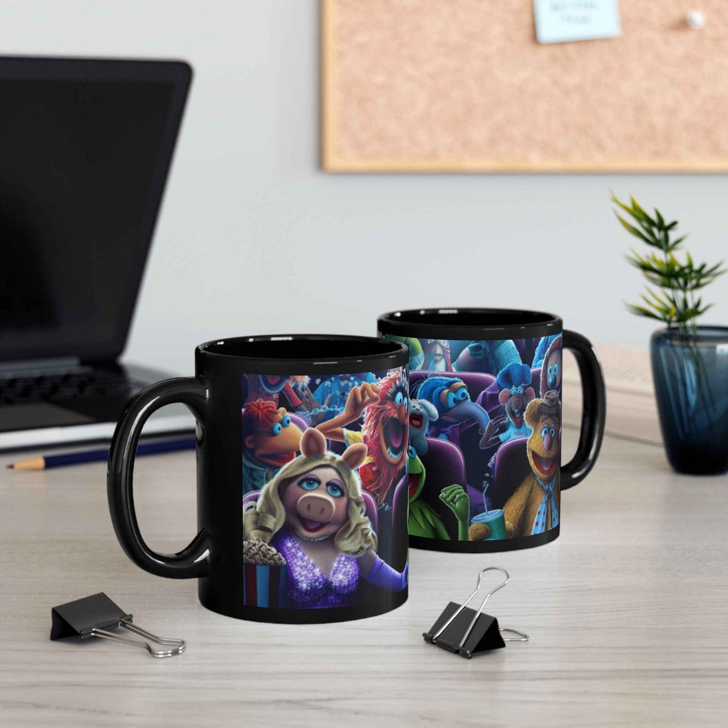 Muppets Theater Black Coffee Mug — Kermit, Fozzie & Friends 11oz/15oz
