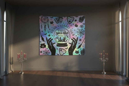 Occult Crystal Ball Tapestry — "I Can Clearly See That You Are Full of Shit" Wall Hanging