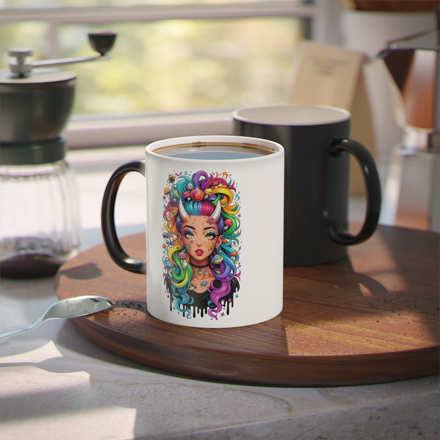 Colorful Unicorn Woman Magic Mug — Heat-Change Coffee Cup