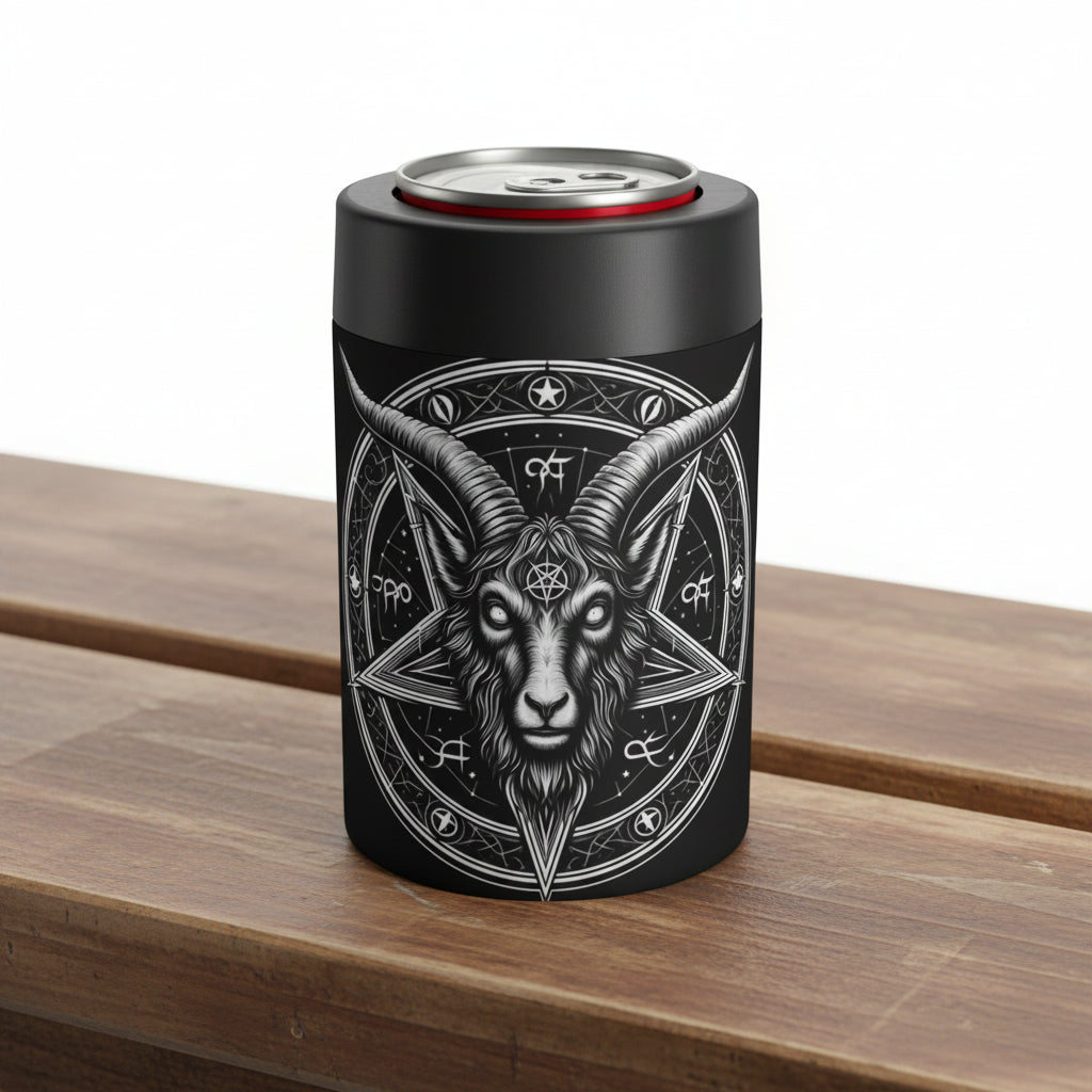 Soporte para latas de cabra pentagrama – Enfriador de bebidas gótico aislado