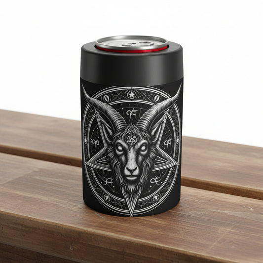 Soporte para latas de cabra pentagrama – Enfriador de bebidas gótico aislado