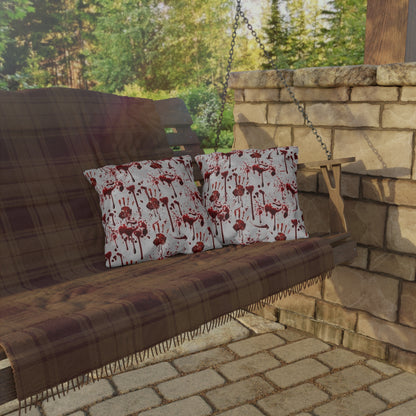 Bloody Handprint Outdoor Pillow — Halloween Horror Decorative Cushion