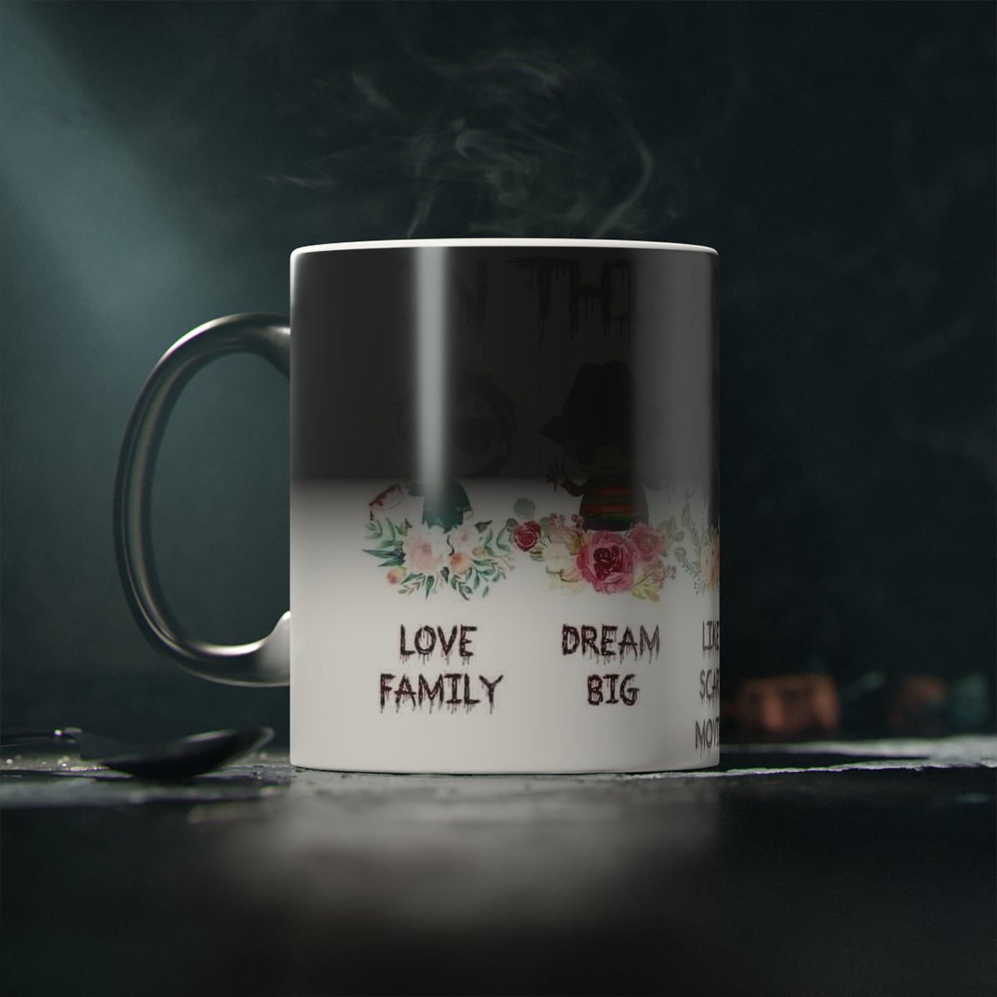 Magic Mug — 'This House Wears Black' Cute Horror Characters Coffee Mug