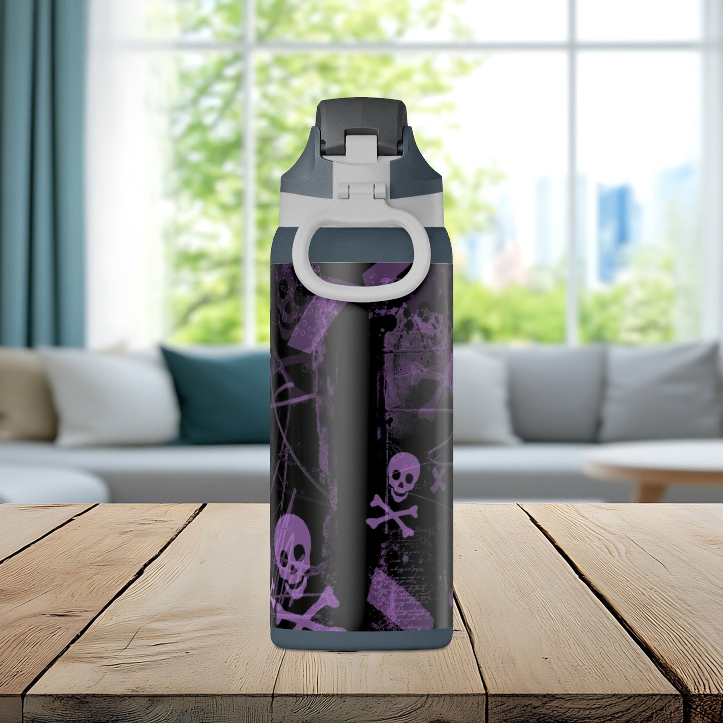 Purple Skull Chaos 32oz Insulated Water Bottle