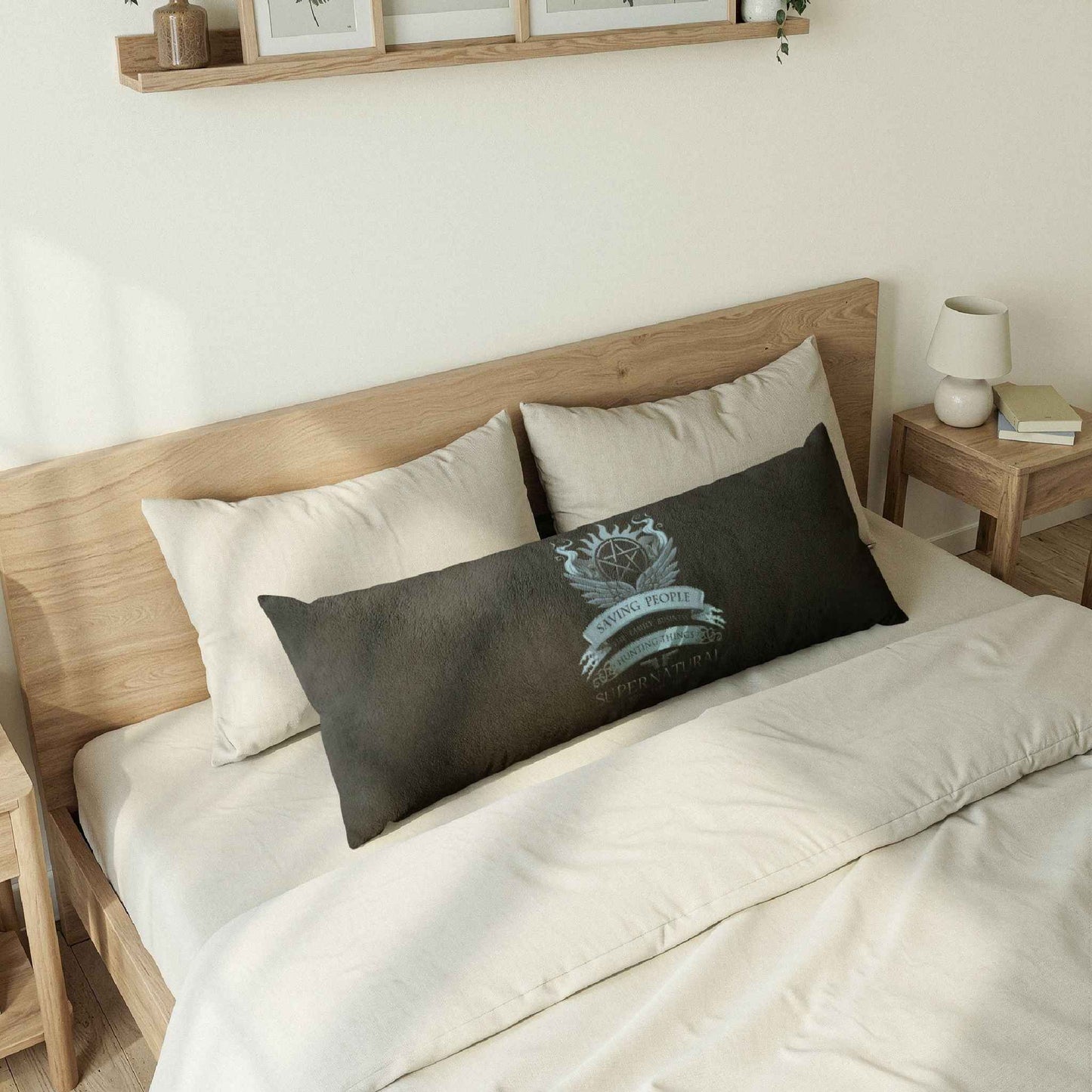 Supernatural Emblem Body Pillow — 'Saving People, Hunting Things' Long Bolster
