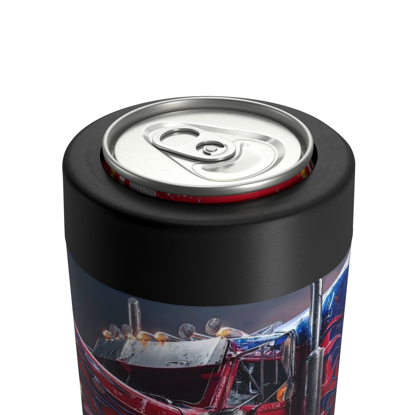 Trucker Rig Can Cooler – Patriotic Red Big Rig Beer Can Holder