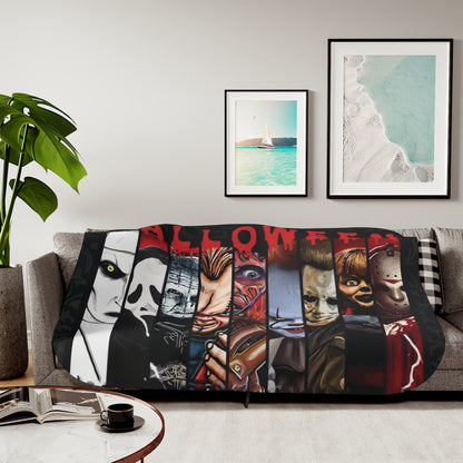 Classic Movie Slasher Collage - Sherpa Throw Blanket
