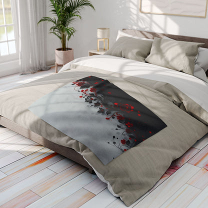 Arctic Fleece Blanket - Gothic Red Rose Floral Throw