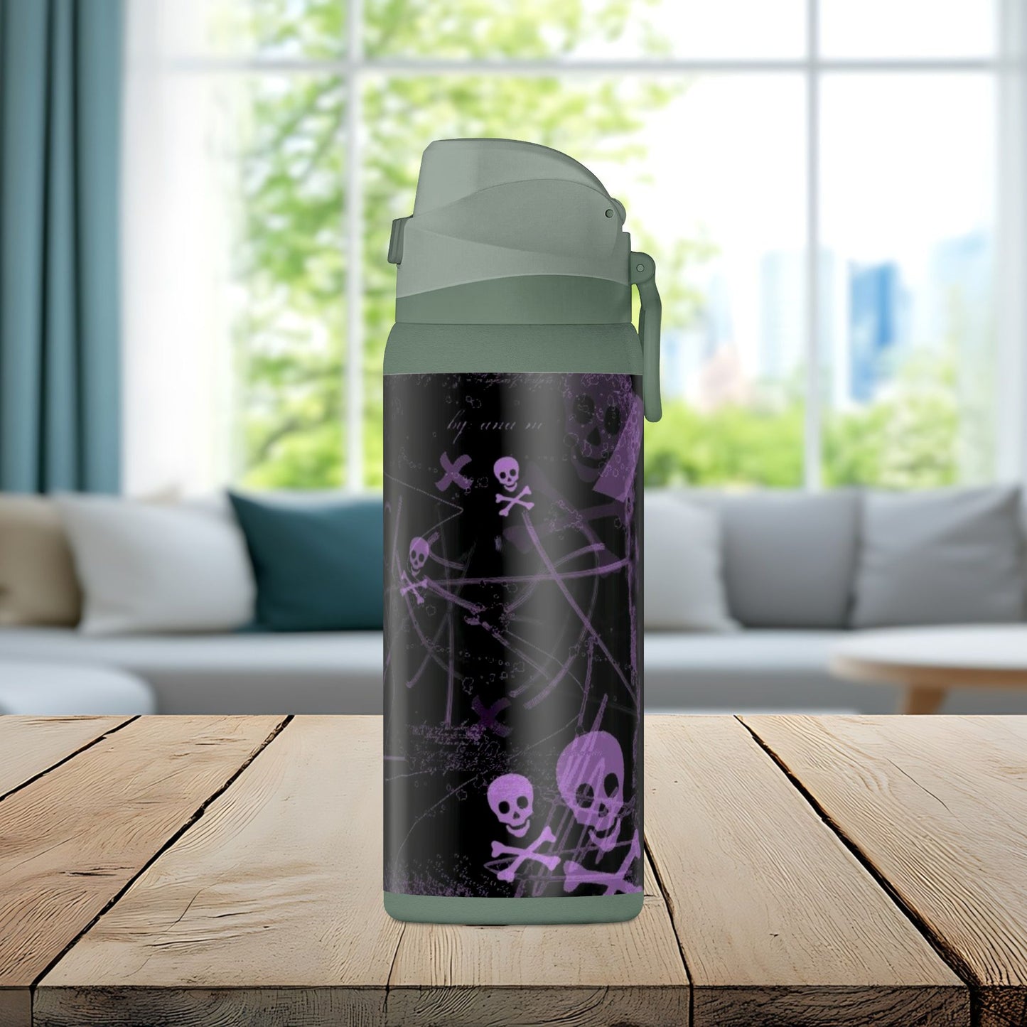 Purple Skull Chaos 32oz Insulated Water Bottle