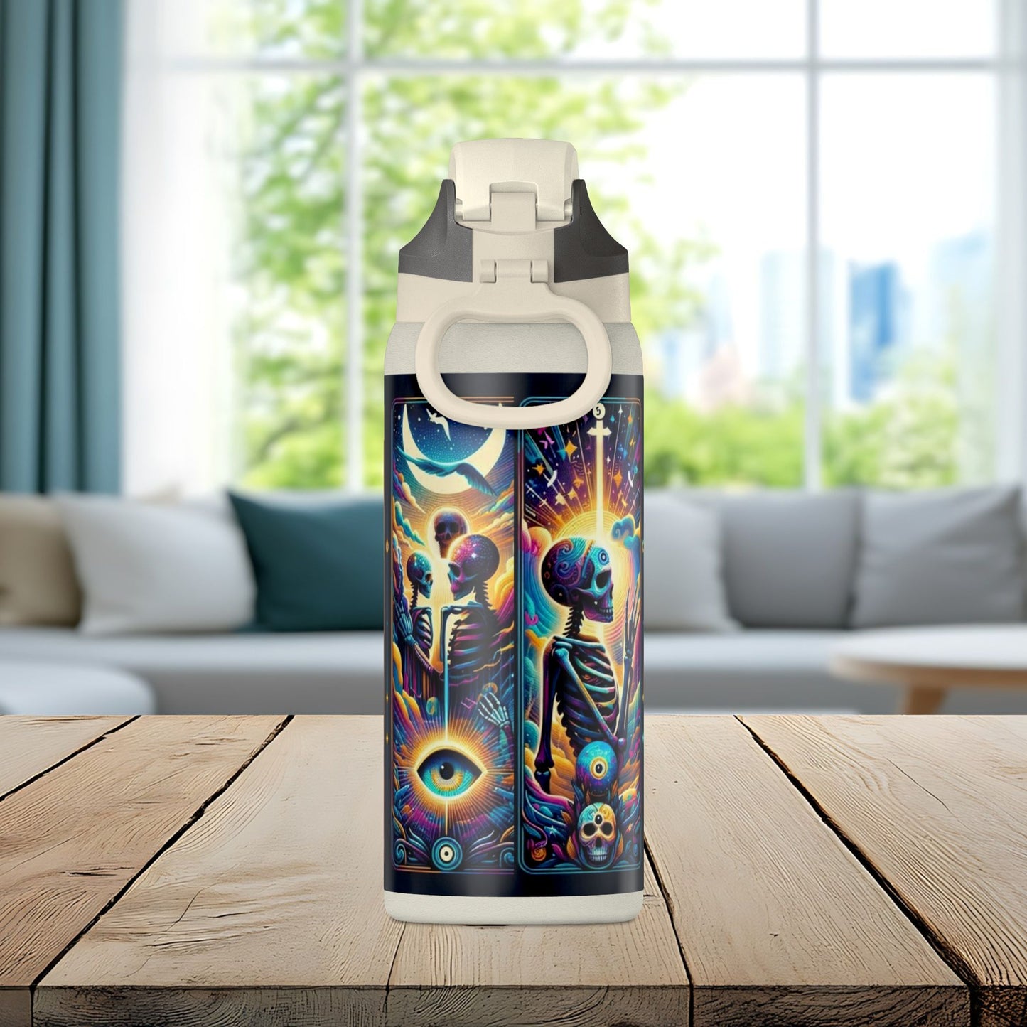 The Evil Eye Tarot Tumbler – Mystical Skeleton 32oz Insulated Water Bottle