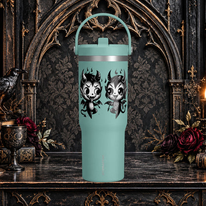 Gothic Cute Devil Couple Insulated Travel Mug