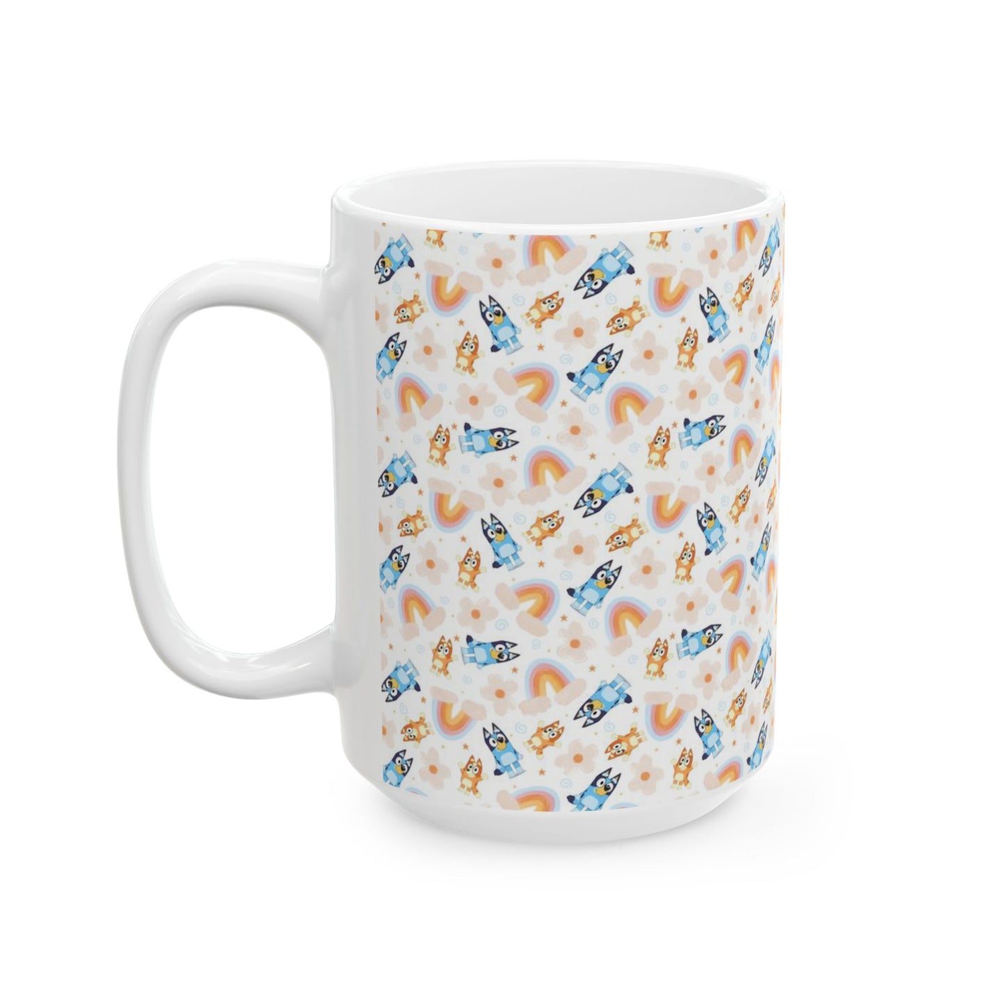 Bluey and Bingo Rainbow Pattern Ceramic Mug - House of O & A