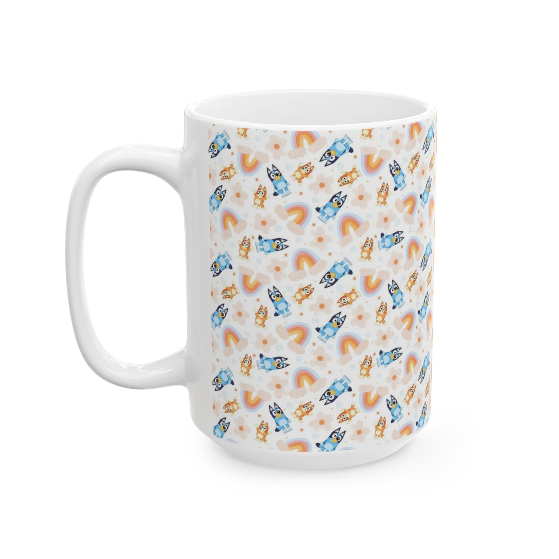 Bluey and Bingo Rainbow Pattern Ceramic Mug - House of O & A