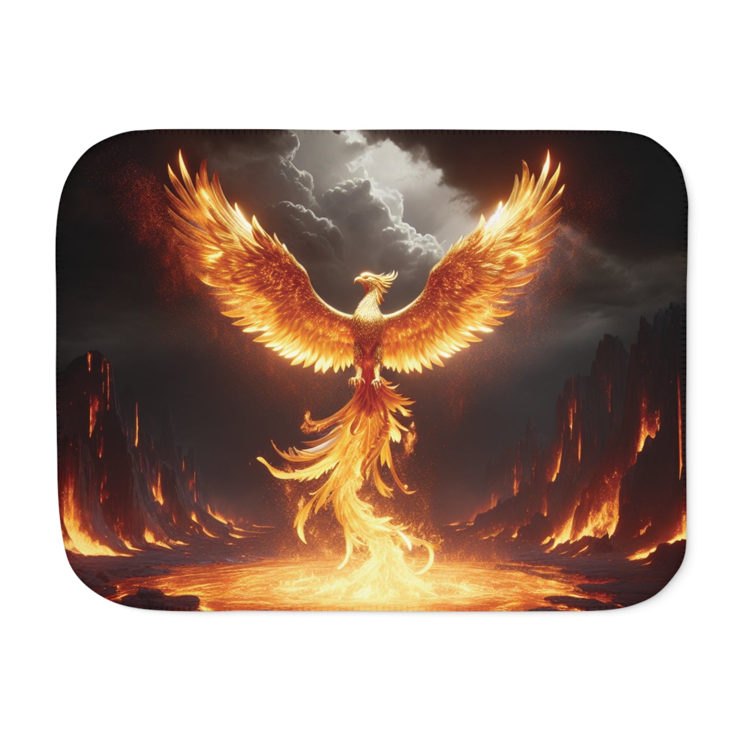 Phoenix Flame Sherpa Blanket — Fiery Mythical Bird Throw for Cozy Home & Gift